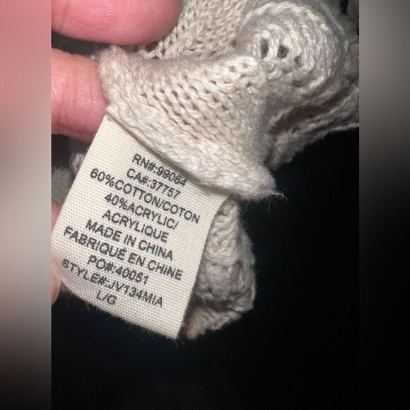 Billabong Light Tan Scoop Neck Knit Sweater Size Large EUC - Picture 5 of 8